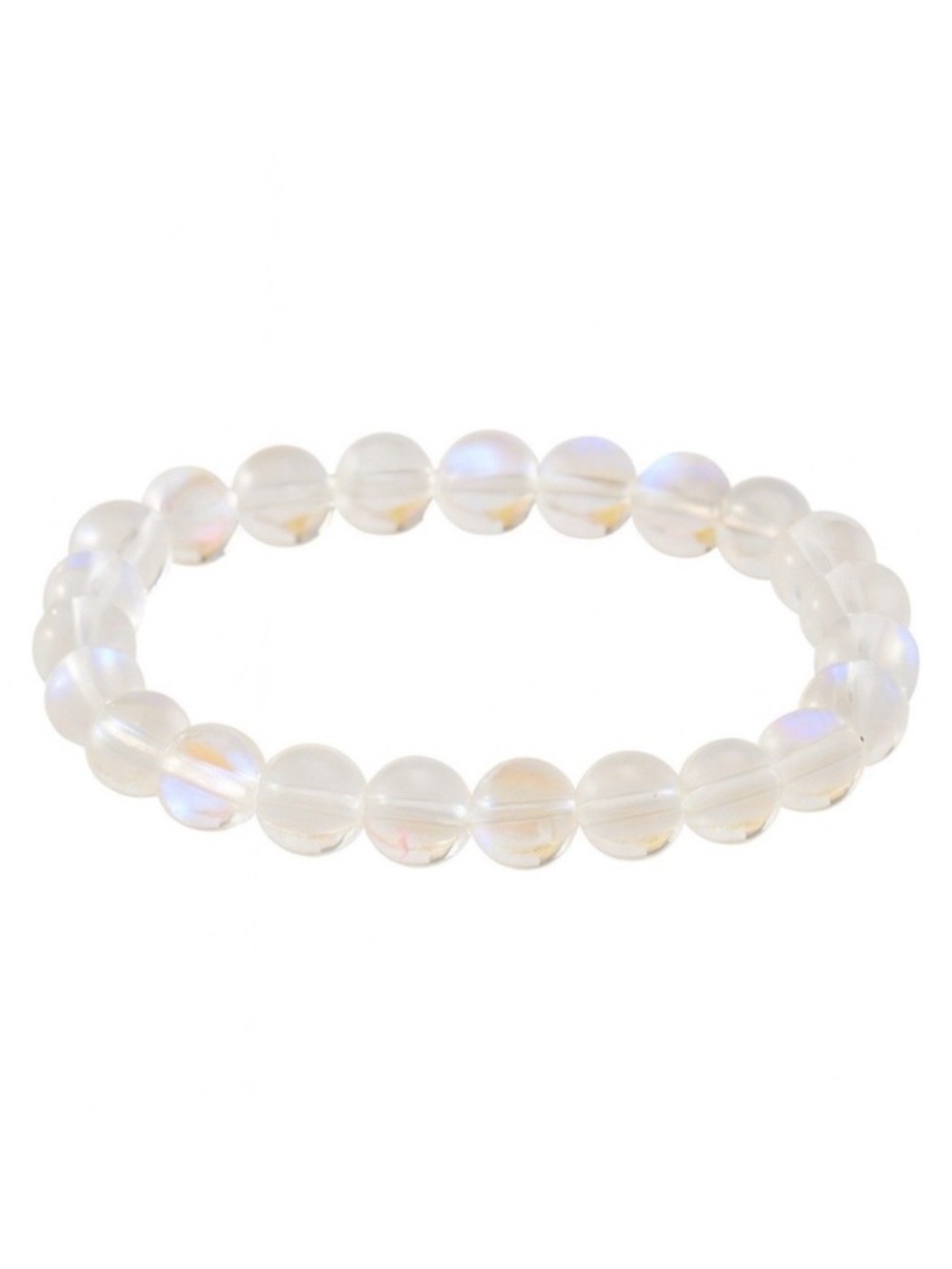 Opalite Dream Stone Beaded Stretch Bracelet Iridescent Healing Crystal